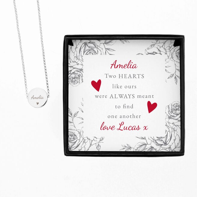 Personalised Silver Plated Heart Necklace and Box