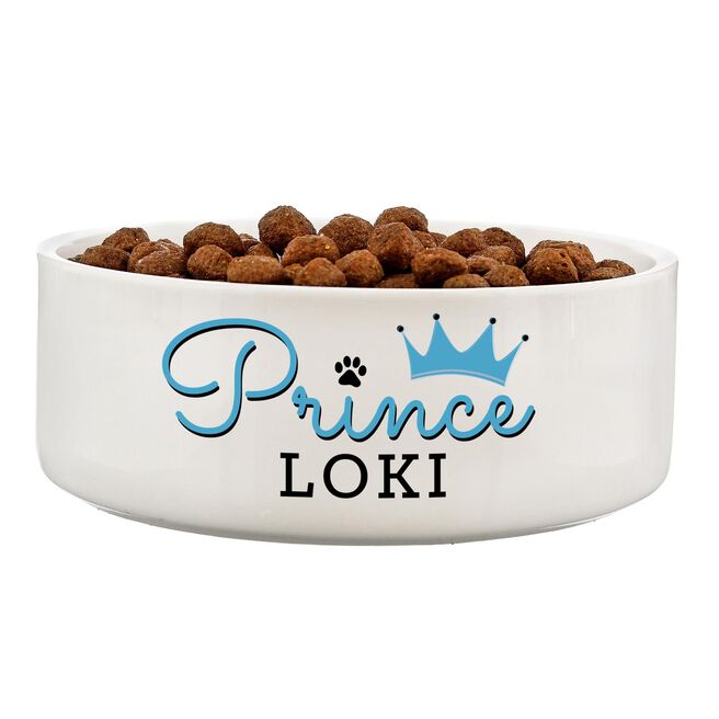 Personalised Prince 15cm Medium Ceramic White Pet Bowl