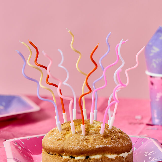Long Pink Swirl Cake Candles - Pack of 12