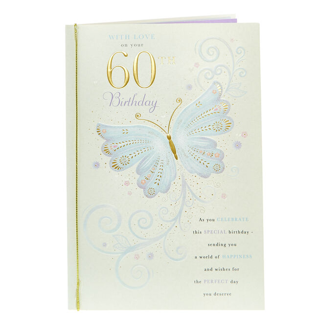 60th Birthday Card - Butterfly Perfect Day