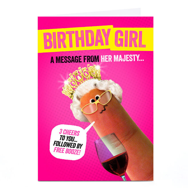 Personalised Finger Quips Card - Message From Her Majesty