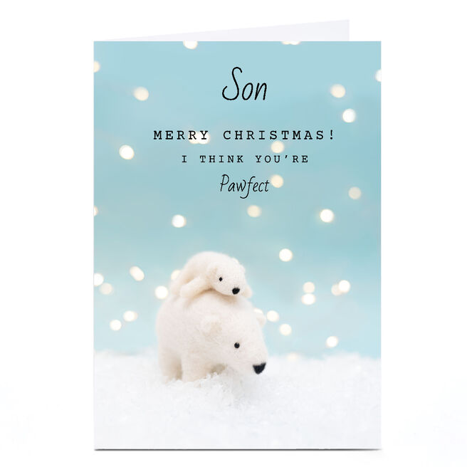Personalised Lemon & Sugar Christmas Card - Polar Bear & Child, Son