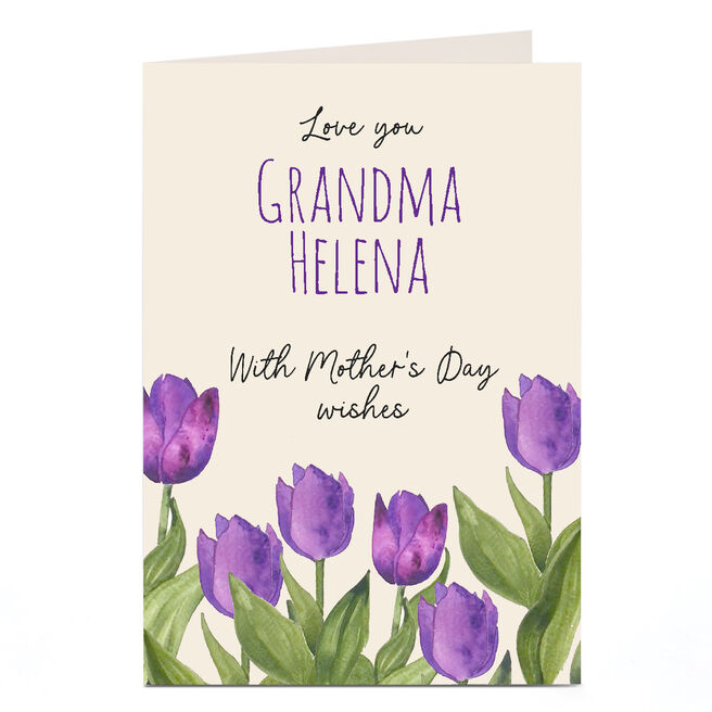 Personalised Mother's Day Card - Purple Flowers
