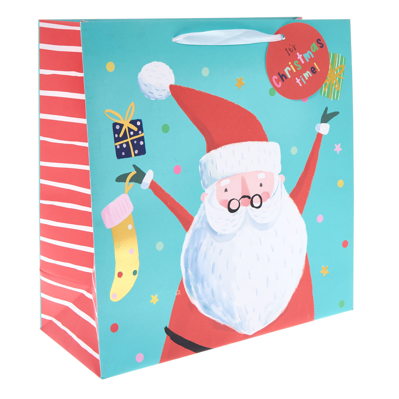 Buy Teal Santa Large Square Christmas Gift Bag for GBP Card