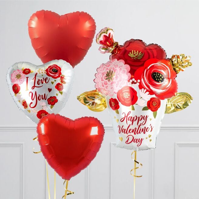 Valentine's Day Love Bouquet Balloon Package - Delivered Inflated!