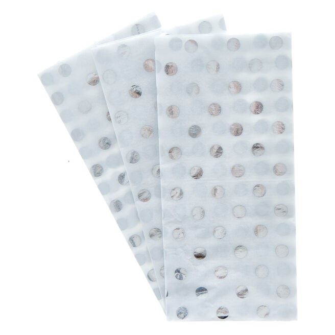 Silver Foil Spots Tissue Paper - 3 Sheets