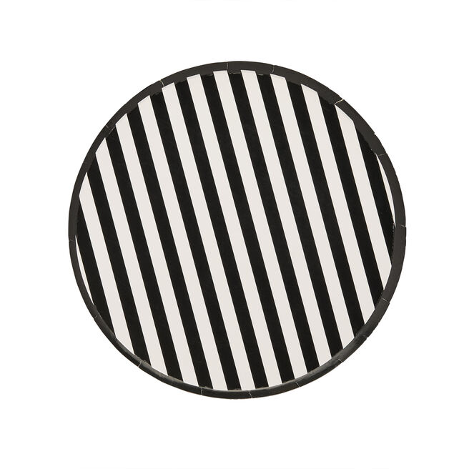 Monochrome Striped Paper Plates - Pack of 8