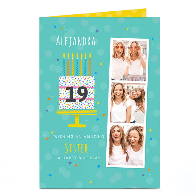 Photo Birthday Card - Cake On A Stand Editable Age