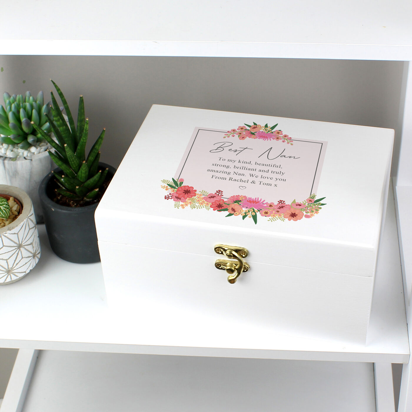 Buy Personalised Floral Wishes White Wooden Keepsake Box for GBP 18.74 ...