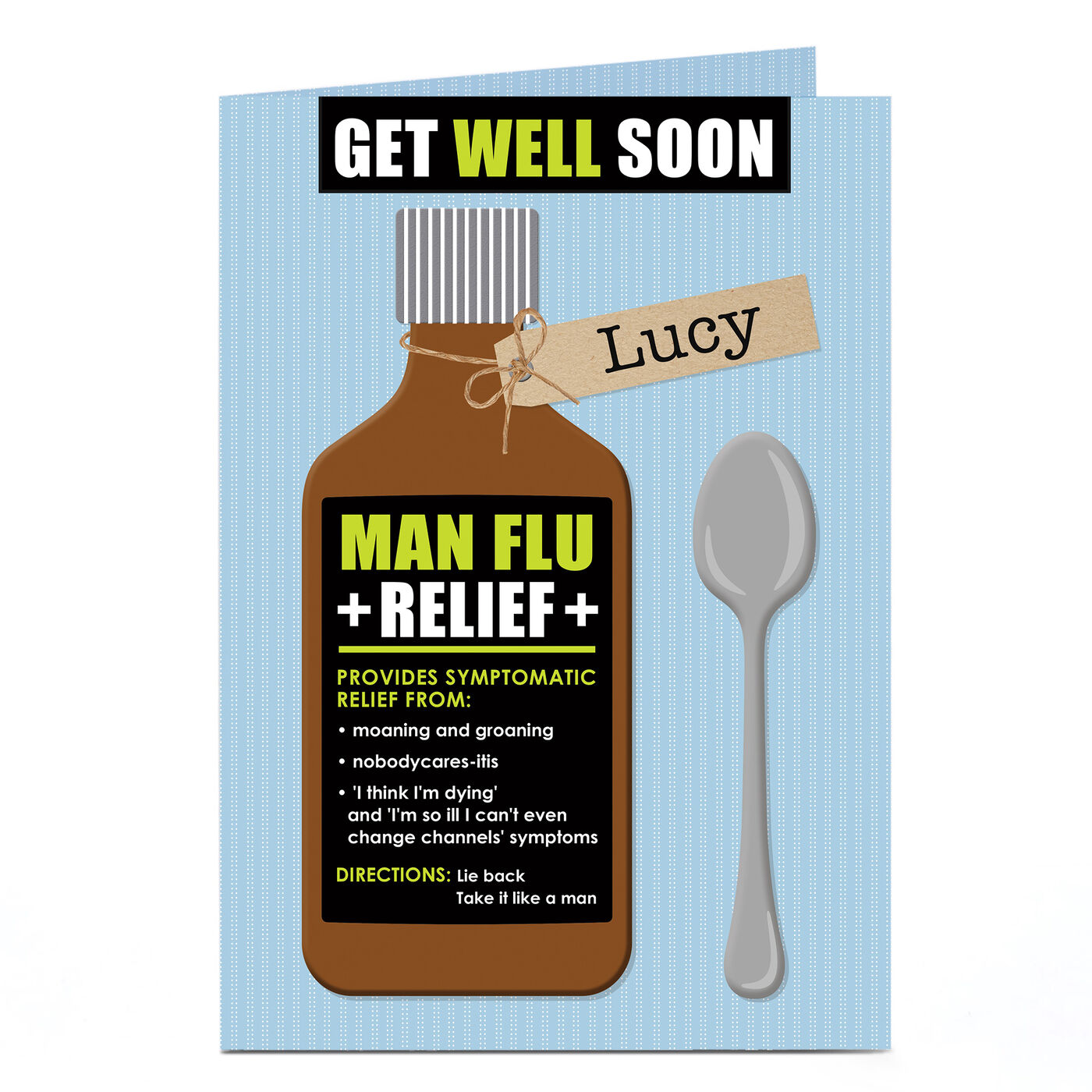 Buy Personalised Get Well Soon Card Man Flu Relief for GBP 1.79