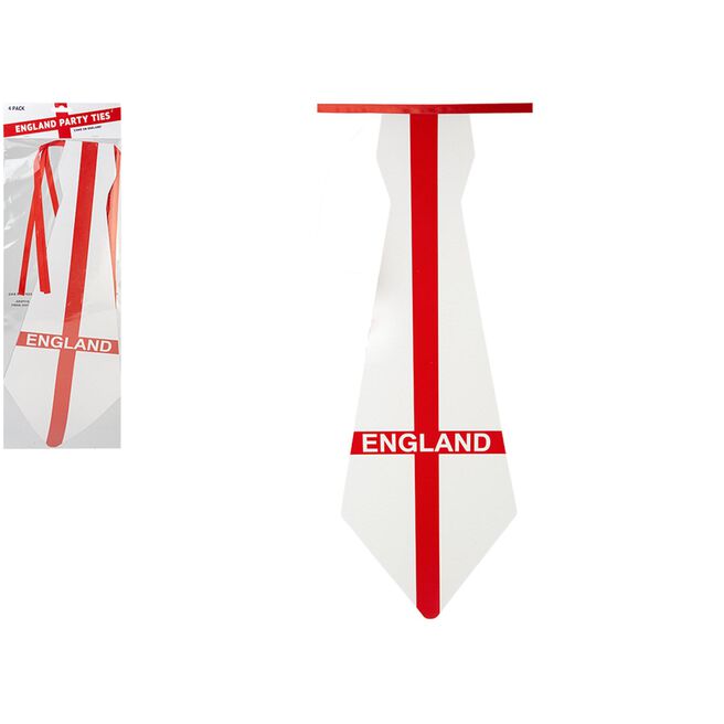 England Party Ties - Pack of 4
