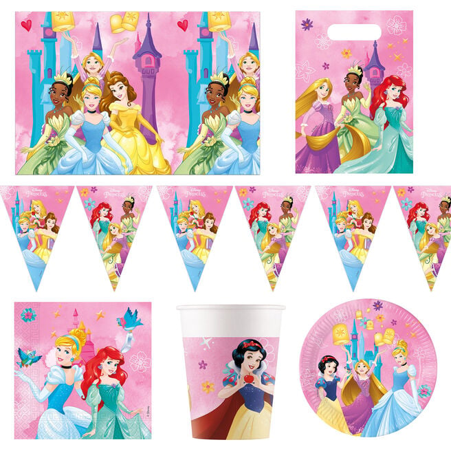 Disney Princesses Party Tableware & Decorations Bundle  - 16 Guests