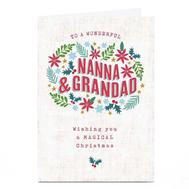 Personalised Ebony Newton Christmas Card - Magical Christmas, Nanna and Grandad
