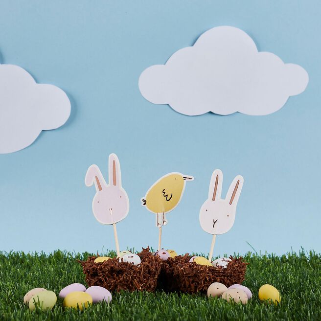 Bunny & Chick Cake Picks - Pack of 6