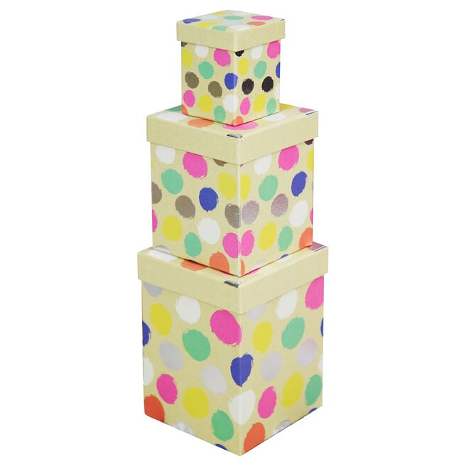Recyclable Bright Spots Kraft Gift Boxes - Set of 3