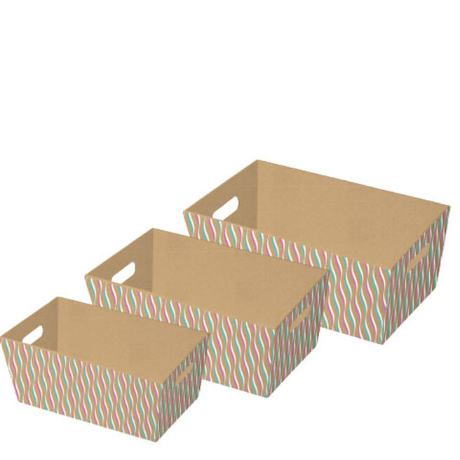 Recyclable Wave Pattern Kraft Nested Gift Boxes - Set of 3