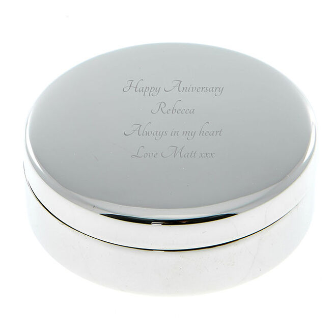 Personalised Engraved Circular Trinket Box