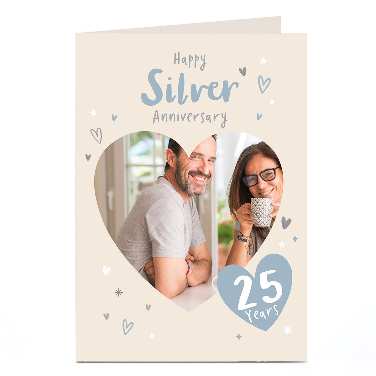 Handmade Personalised 25th Silver Wedding Anniversary Card – For Mum, Dad, Husband, Wife, Grandma