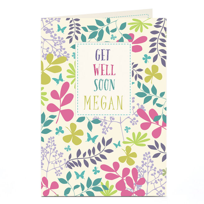 Personalised Get Well Soon Card - Leaves & Flowers