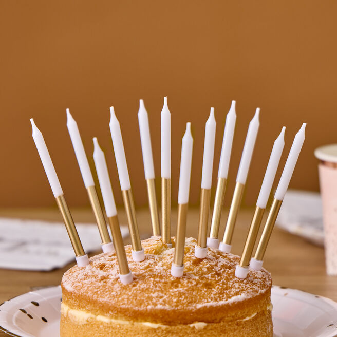 Gold Metallic Cake Candles - Pack of 24