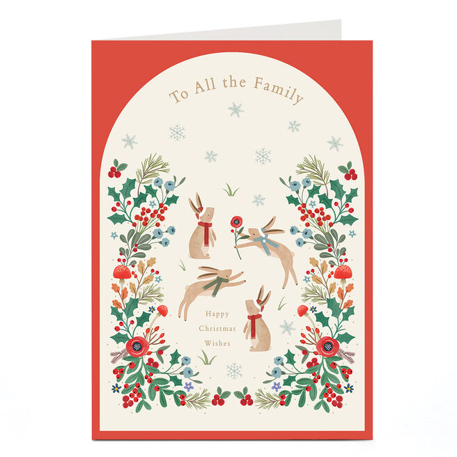 Christmas Card - Leaping Rabbits, To All The Family