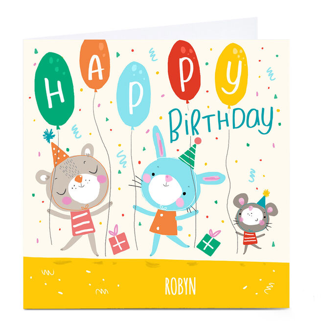 Personalied Carol Richardson Birthday Card - Animal Party