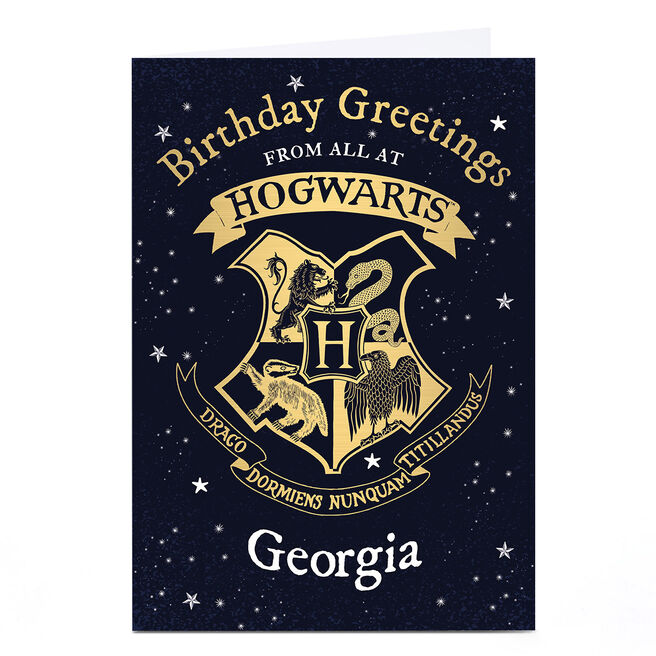 Personalised Harry Potter Birthday Card - Greetings From Hogwarts