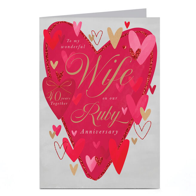 Ruby Wedding Anniversary Card - To My Wife