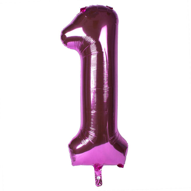 Pink Number 1 Giant Foil Helium Balloon INFLATED 