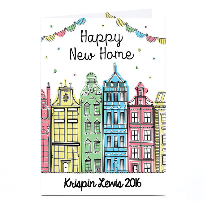 Personalised New Home Card - Colourful Town Houses