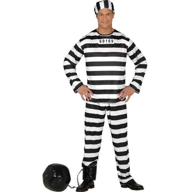 Adult Convict Fancy Dress Costume 