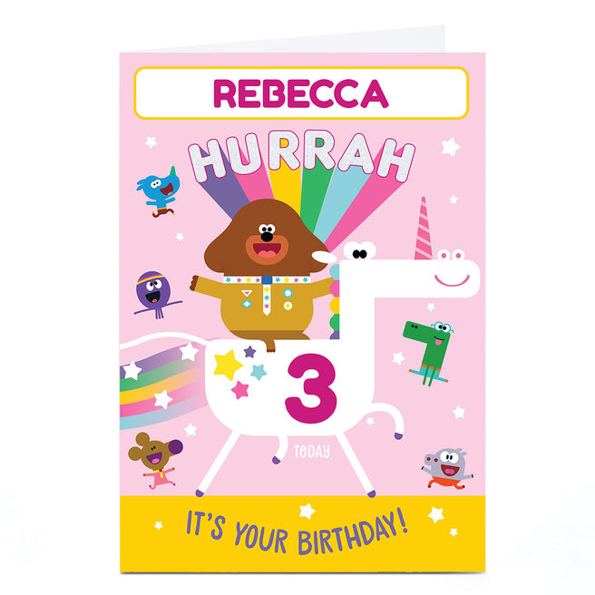 Personalised Hey Duggee Birthday Card - Unicorn