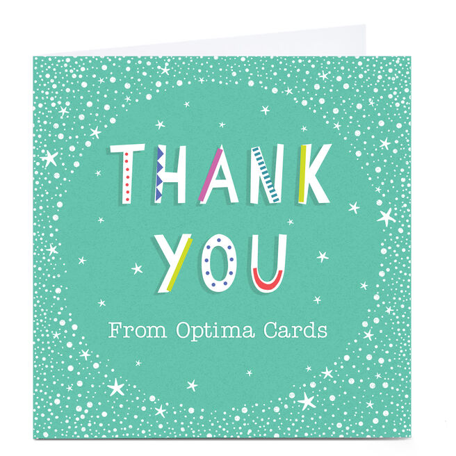 Personalised Business Thank You Card - Mint & White Stars