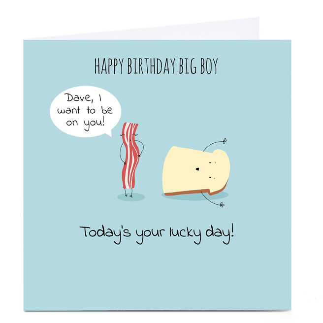 Personalised Cory Reid Birthday Card - Bacon Sandwich 