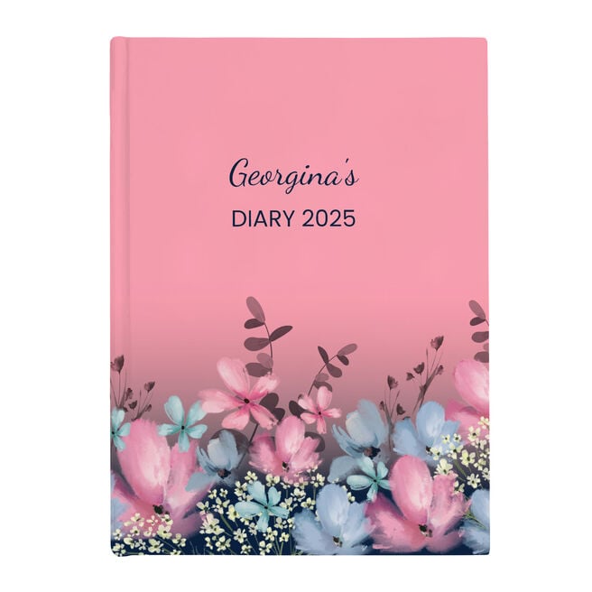 Personalised 2025 Diary - Pink Floral, Any Name