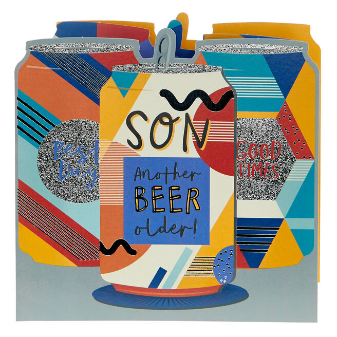 Son Another Beer Older Geometric Cans Birthday Card