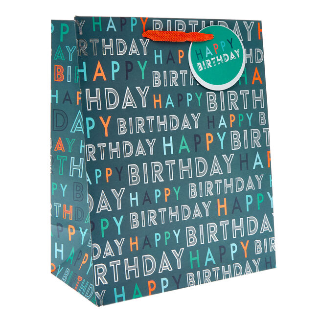 Neon Happy Birthday Large Portrait Gift Bag