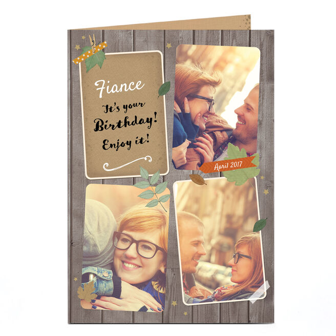 Photo Birthday Card - Wood Collage, Any Recipient