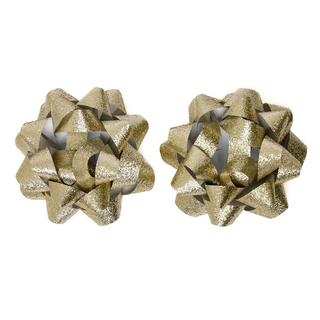 Large Gold Glitter Gift Bows - Pack of 2