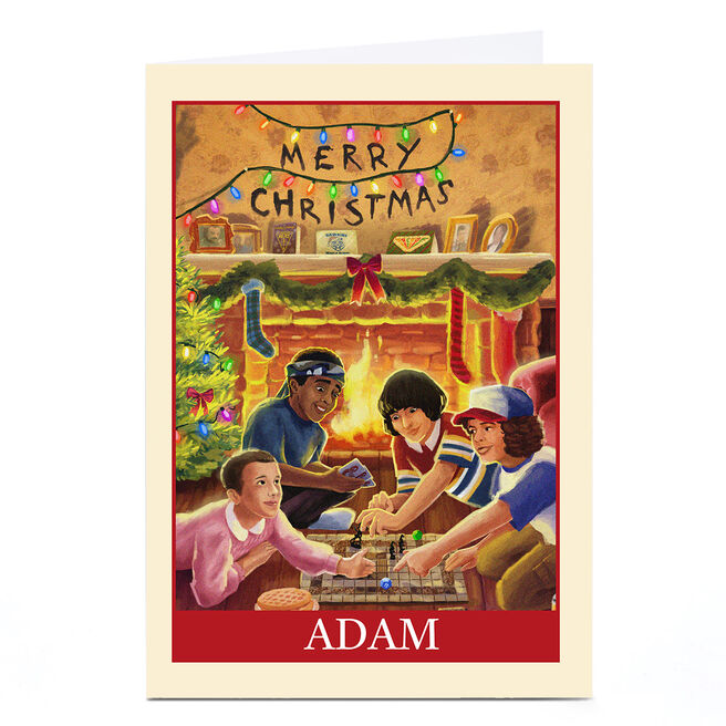 Personalised Stranger Things Christmas Card - Fireplace