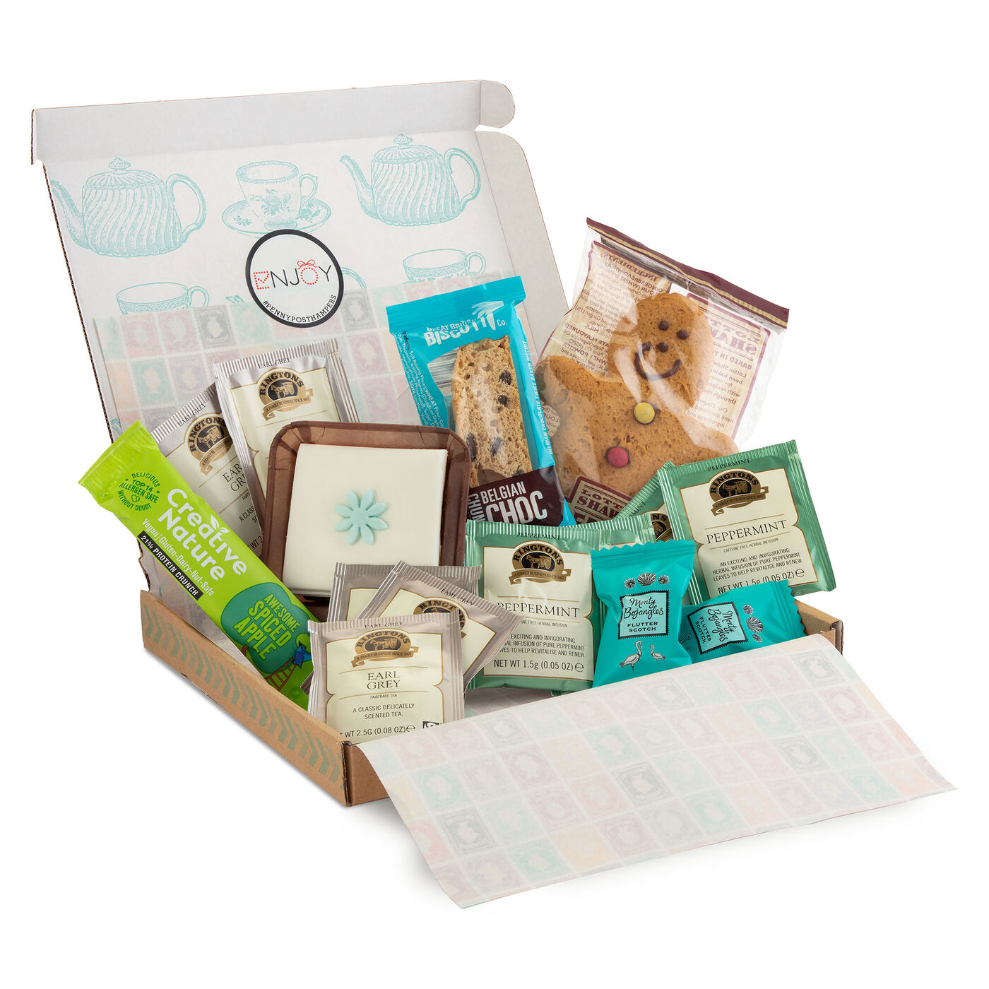 Penny Post Afternoon Tea Gift Box - Letterbox Hamper With Biscuits, Chocolate & Artisan Teas, British Food Gift-348584