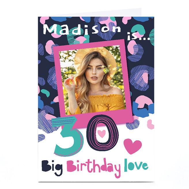 Bev Hopwood 30th Birthday Photo Card - Big Love