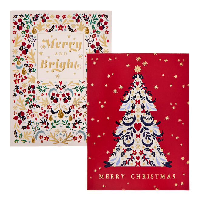 Deluxe Patterned Tree Charity Christmas Cards - Pack of 10 (2 Designs)