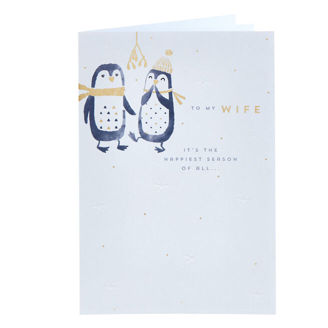 Wife Painted Penguins Christmas Card