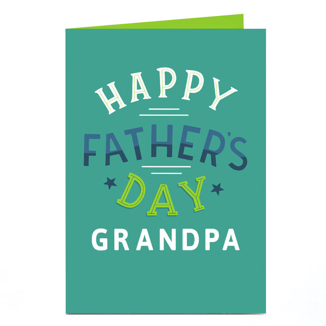 Personalised Father's Day Card - Bright Green Text - Grandpa