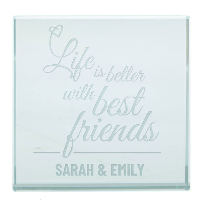 Personalised Engraved Glass Token - Life Is Better With Best Friends