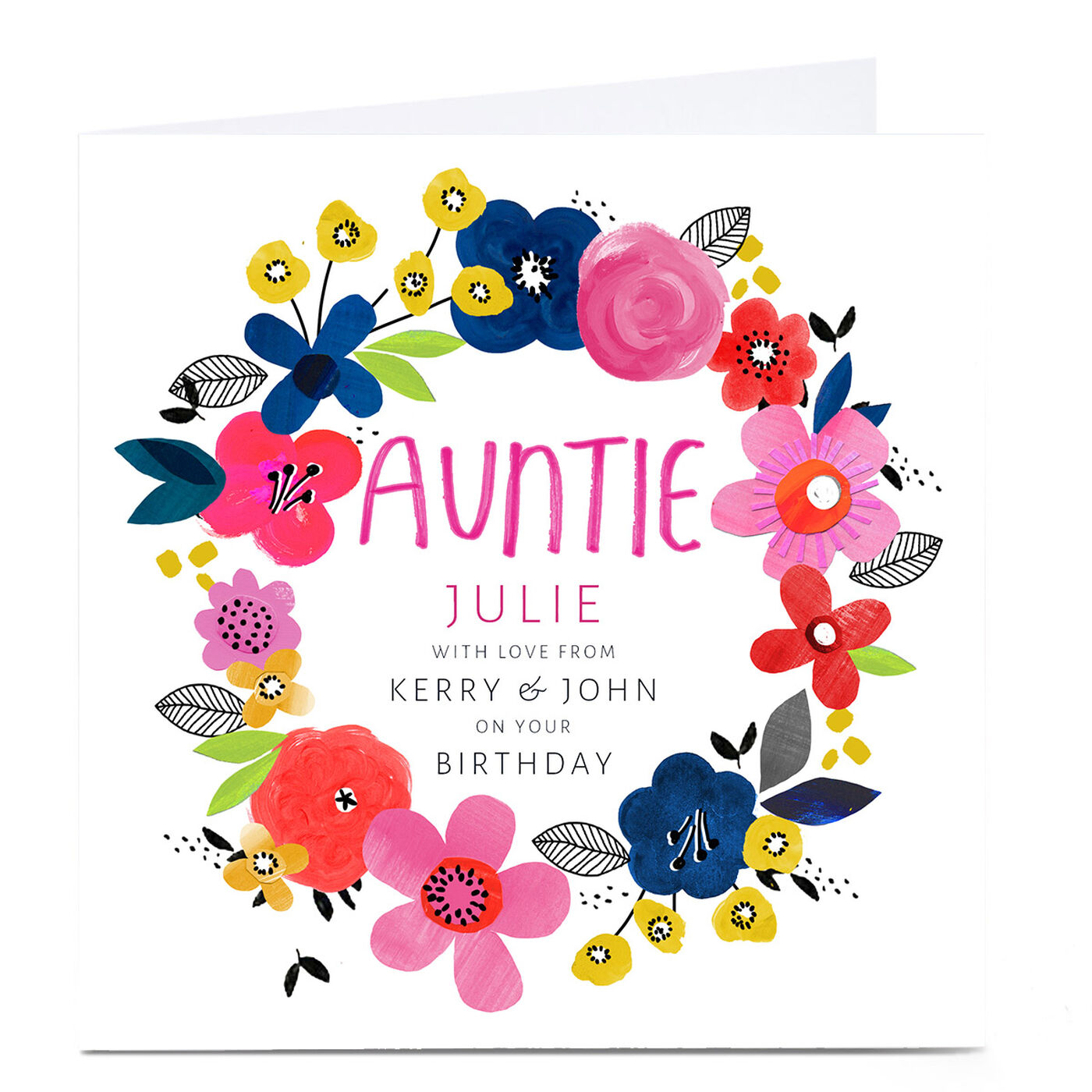Buy Personalised Kerry Spurling Birthday Card - Floral Wreath, Auntie ...