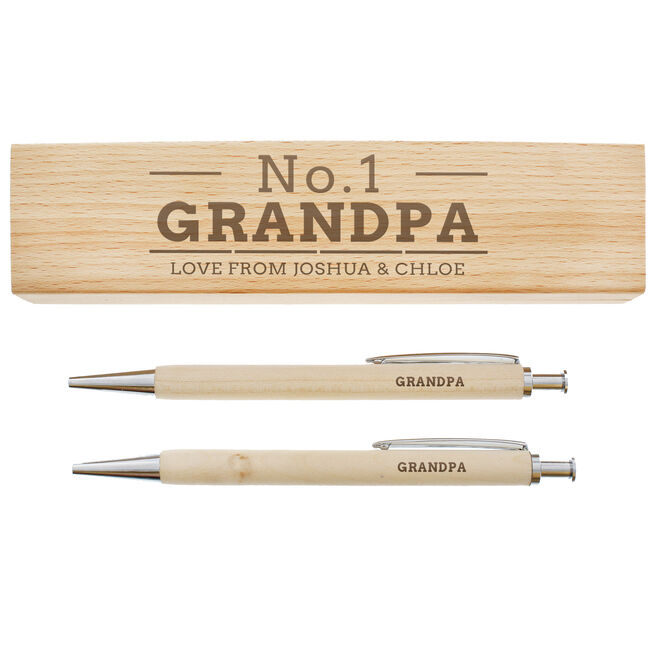 Personalised No.1 Wooden Pen & Pencil Set