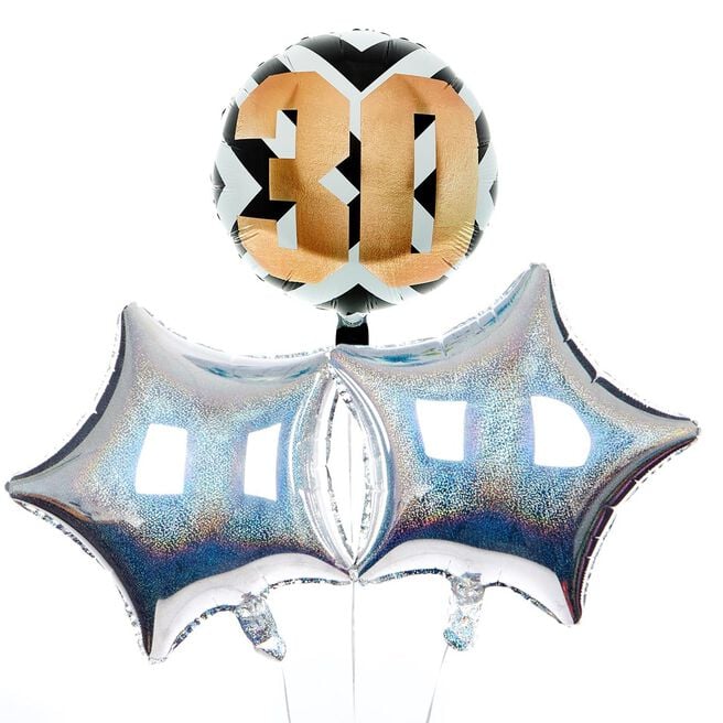 Modern 30th Birthday Balloon Bouquet - DELIVERED INFLATED!
