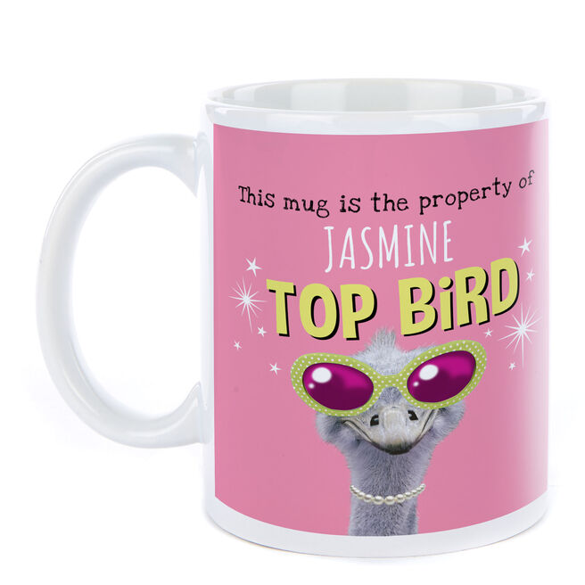 Personalised Pink Pet Shop Mug - Top Bird